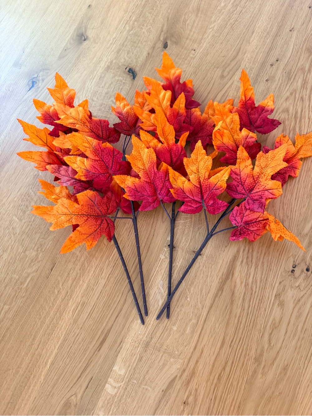 Artificial Maple Leaf Spray x 4 - Orange and Red Fall Decor